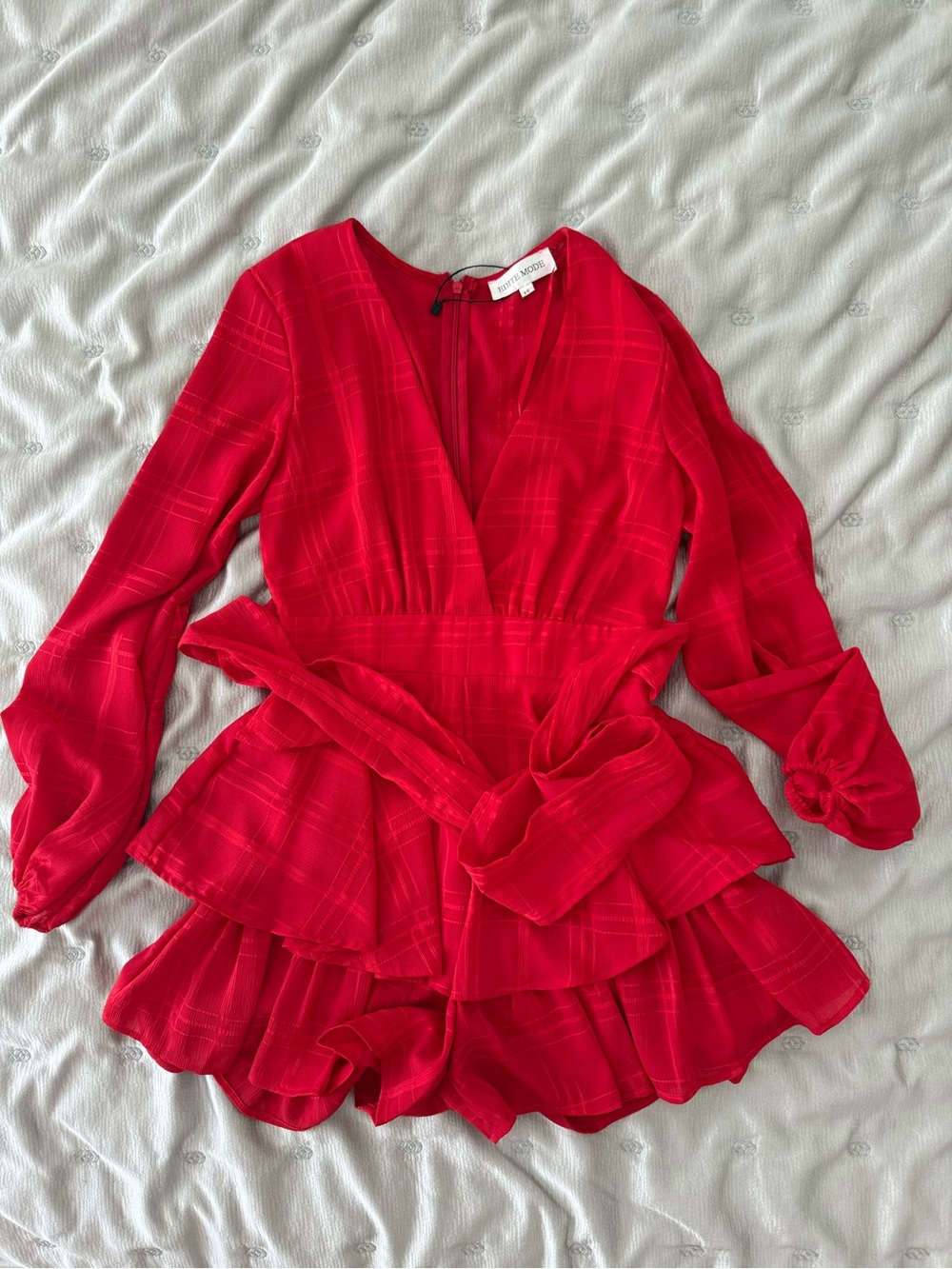 Elite Mode Red Ruffle Romper Dress XS